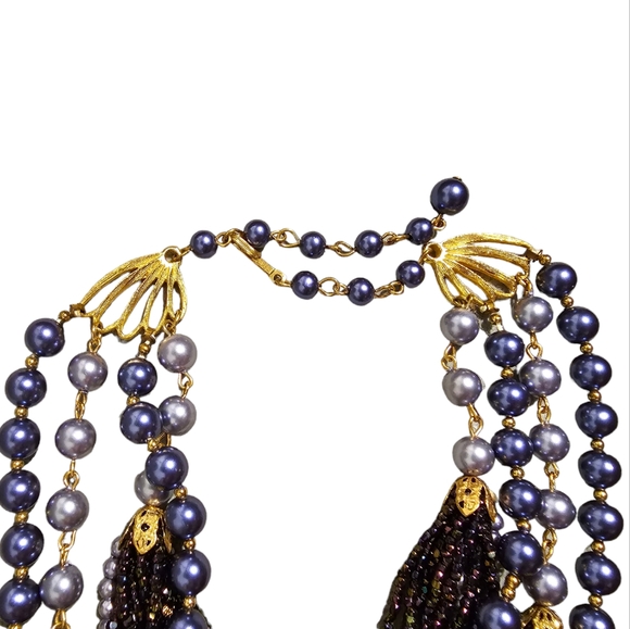 Miriam Haskell 1945 Peacock Beads Bracelet Earrings 16 Strand Necklace Set RARE - Picture 4 of 16